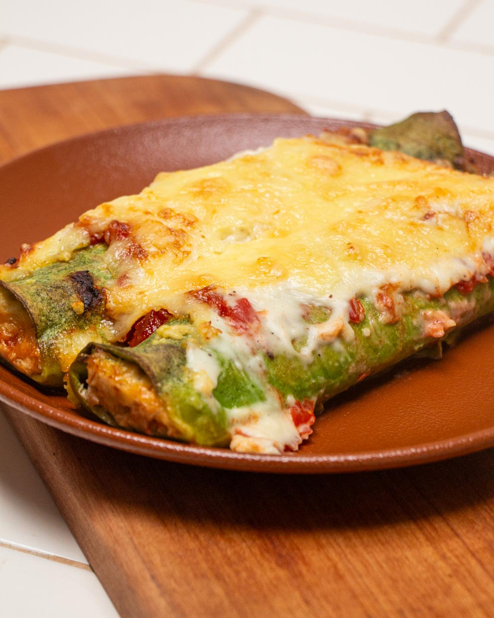 CANELONI DE FRANGO E VEGETAIS