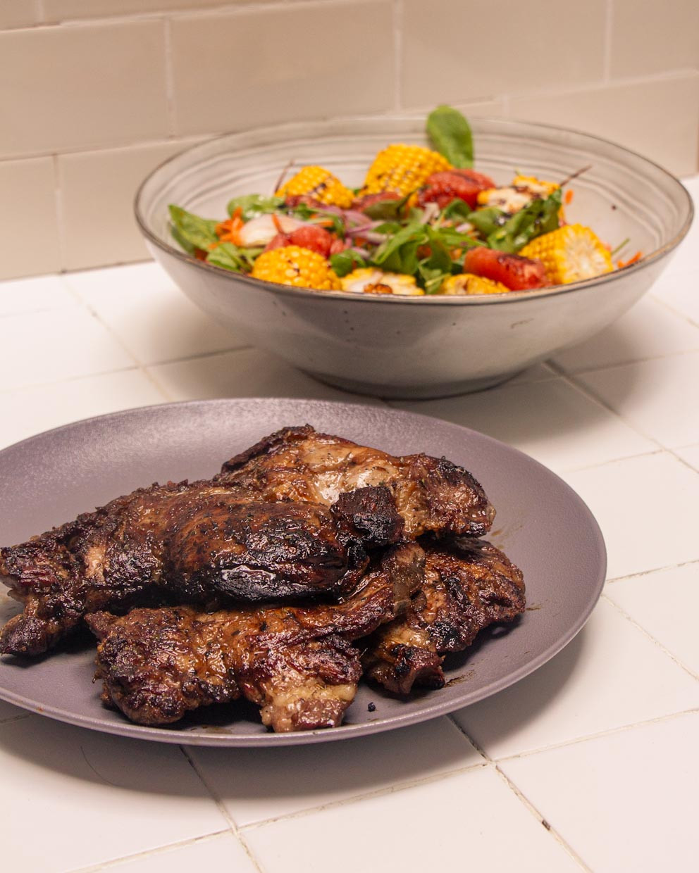 ARANHA GRELHADA COM SALADA DE Grão DE BICO
