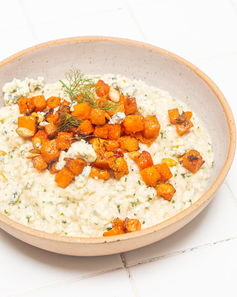 RISOTTO DE ABÓBORA E QUEIJO AZUL
